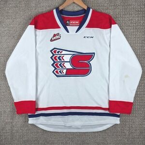 CCM WHL Spokane Chiefs Hockey Jersey Mens Size Large White Red Blue